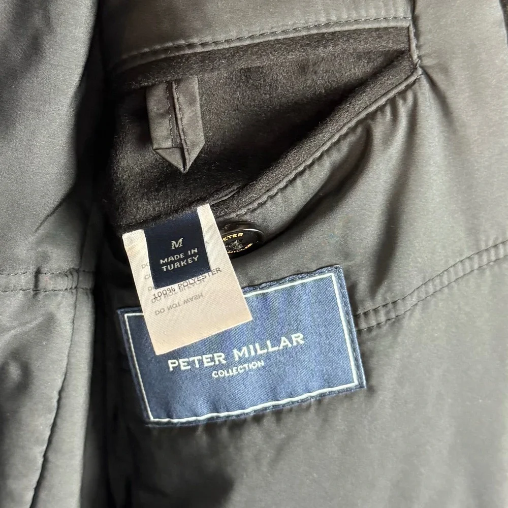 Peter Millar Loro Piana Storm System Coat Men's Medium‎ Black Wool Jacket FLAW